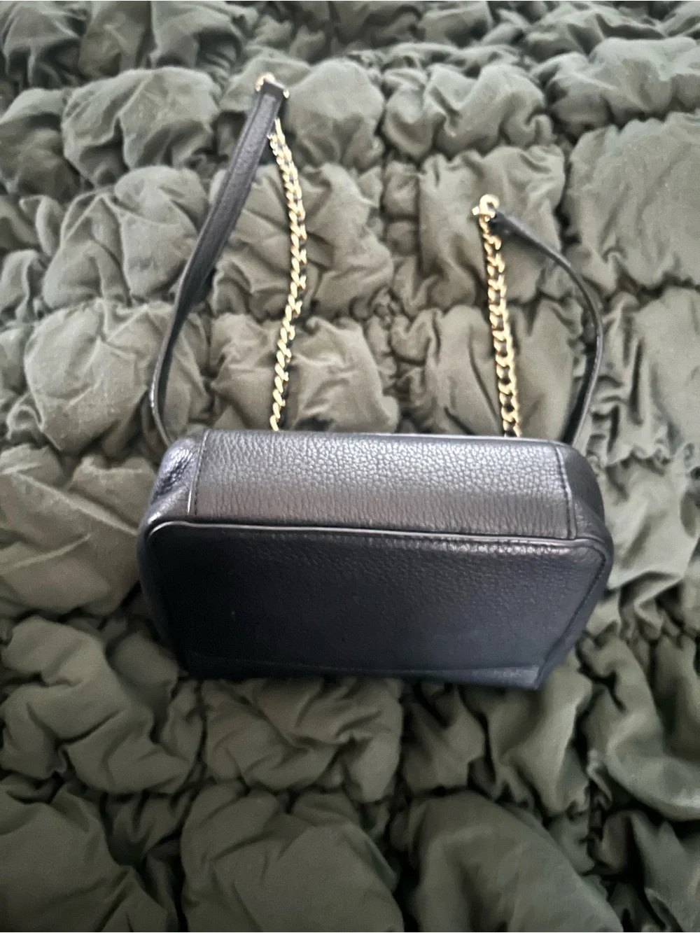 Tory Burch Black Leather Crossbody with Gold Chain